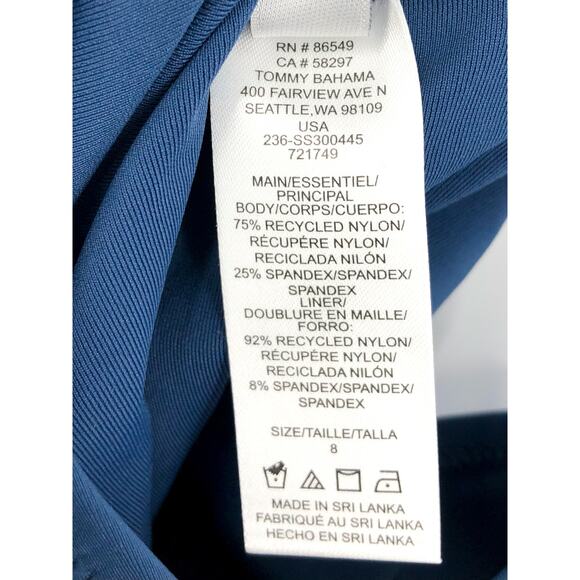 TOMMY BAHAMA Palm Modern Bandeau One-Piece Swimsuit Size 8 Blue Midnight Sea NWT - Picture 12 of 14